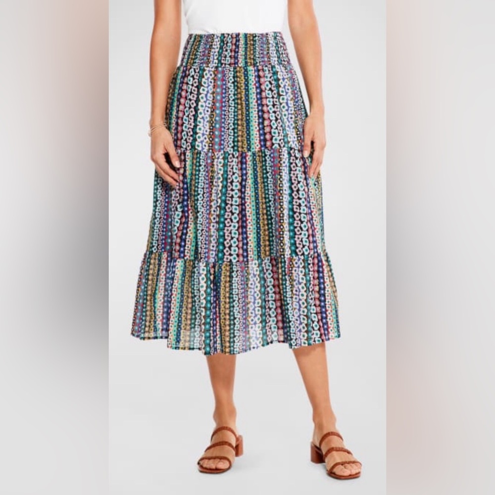 NIC+ZOE Flower Field Tiered Floral-Print Midi Skirt. Size: XS